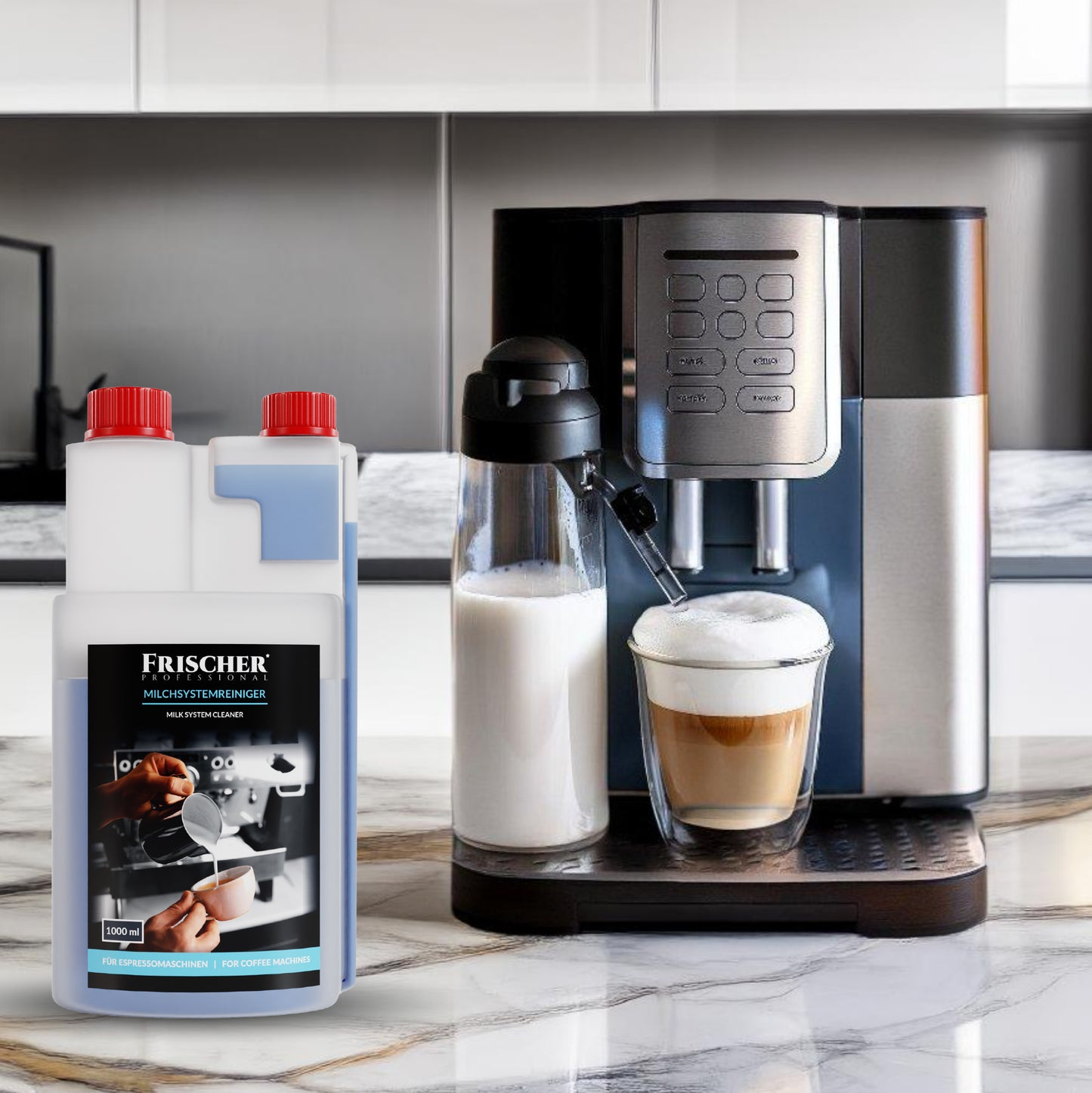 Płyn + szczoteczka do czyszczenia systemów mlecznych, 1000 ml