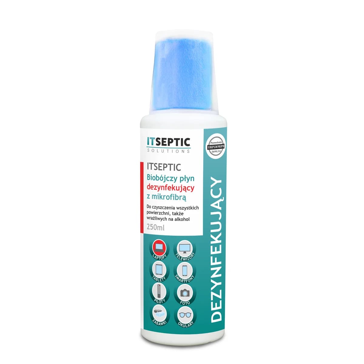 ITSEPTIC Płyn czyszcząco-dezynfekujący do urządzeń elektronicznych z mikrofibrą 250 ml - zdjęcie 2