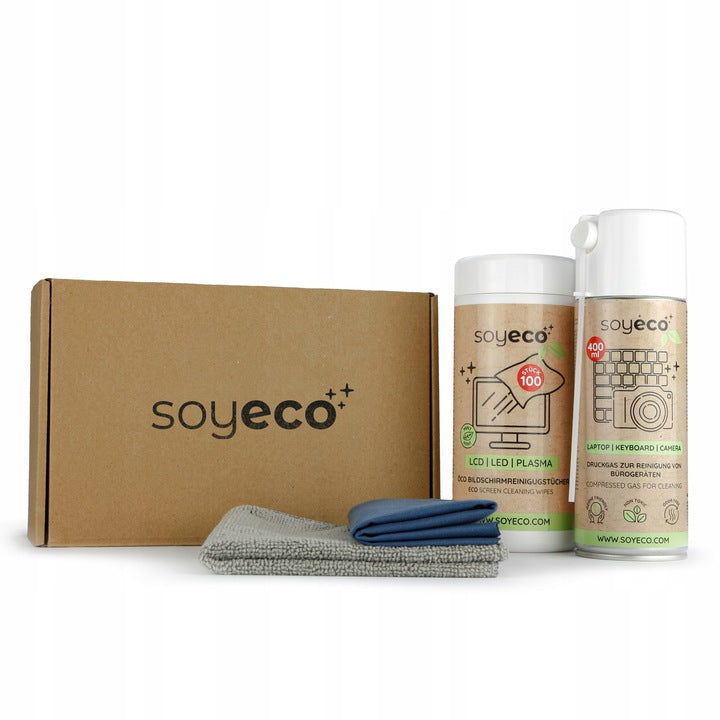 Chusteczki czyszczące ekrany LCD, LED - 100 szt + sprężone powietrze + mikrofibra